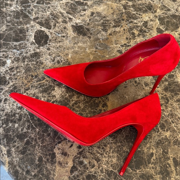 Christian Louboutin Kate max 100mm red loubi suede stiletto sz 39 - Picture 4 of 12